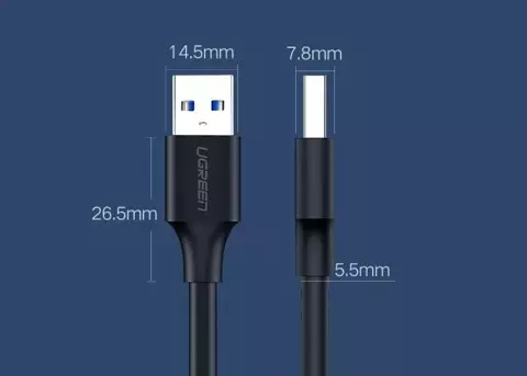 Ugreen kabel przewód USB 2.0 (męski) - USB 2.0 (męski) 0,5 m czarny (US128 10308)