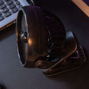 Wiatrak Alogy przenośny wentylator bezprzewodowy USB z klipsem na biurko Czarny