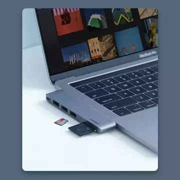 Wielofukkcyjny HUB UGREEN 2x USB Typ C na 3x USB 3.0 / TF / SD / USB Typ C do MacBook Pro / Air szary (CM251 60560)