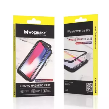 Wozinsky Full Magnetic Case magnetyczne etui 360 pokrowiec na przód i tył z wbudowanym szkłem iPhone 12 Pro Max czarno-przezroczysty