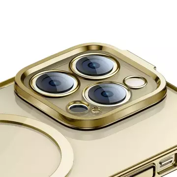 Zestaw Etui Baseus Glitter Magnetic do iPhone 14 Pro Max (złote) + szkło hartowane + zestaw czyszczący