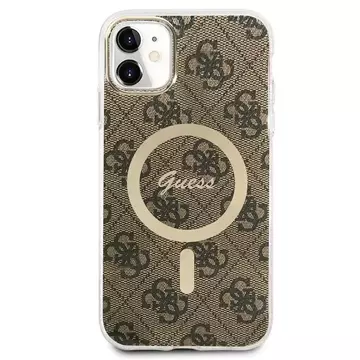 Zestaw Guess GUBPN61H4EACSW Case+Charger iPhone 11 6,1" hard case 4G MagSafe Print brązowy/brown 