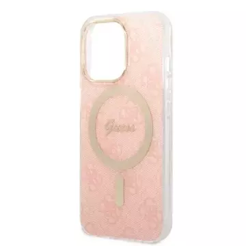 Zestaw Guess GUBPP13XH4EACSP Case+ Charger iPhone 13 Pro Max różowy/pink hard case 4G Print MagSafe