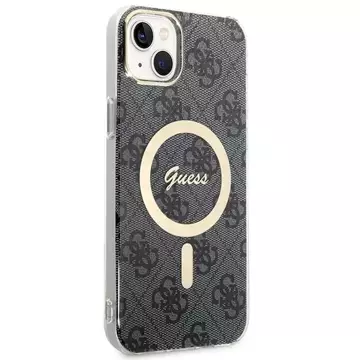 Zestaw Guess GUBPP14SH4EACSK Case+ Charger iPhone 14 6,1" czarny/black hard case 4G Print MagSafe