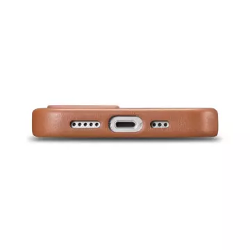 iCarer Case Leather pokrowiec etui z naturalnej skóry do iPhone 14 Plus brązowy (kompatybilne z MagSafe)