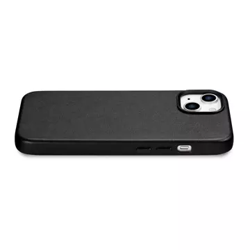 iCarer Case Leather pokrowiec etui z naturalnej skóry do iPhone 14 Plus czarny (kompatybilne z MagSafe)