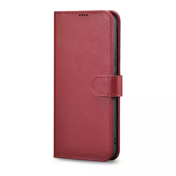 iCarer Haitang Leather Wallet Case skórzane etui do Samsung Galaxy S22+ (S22 Plus) portfel obudowa pokrowiec czerwony (AKSM05RD)